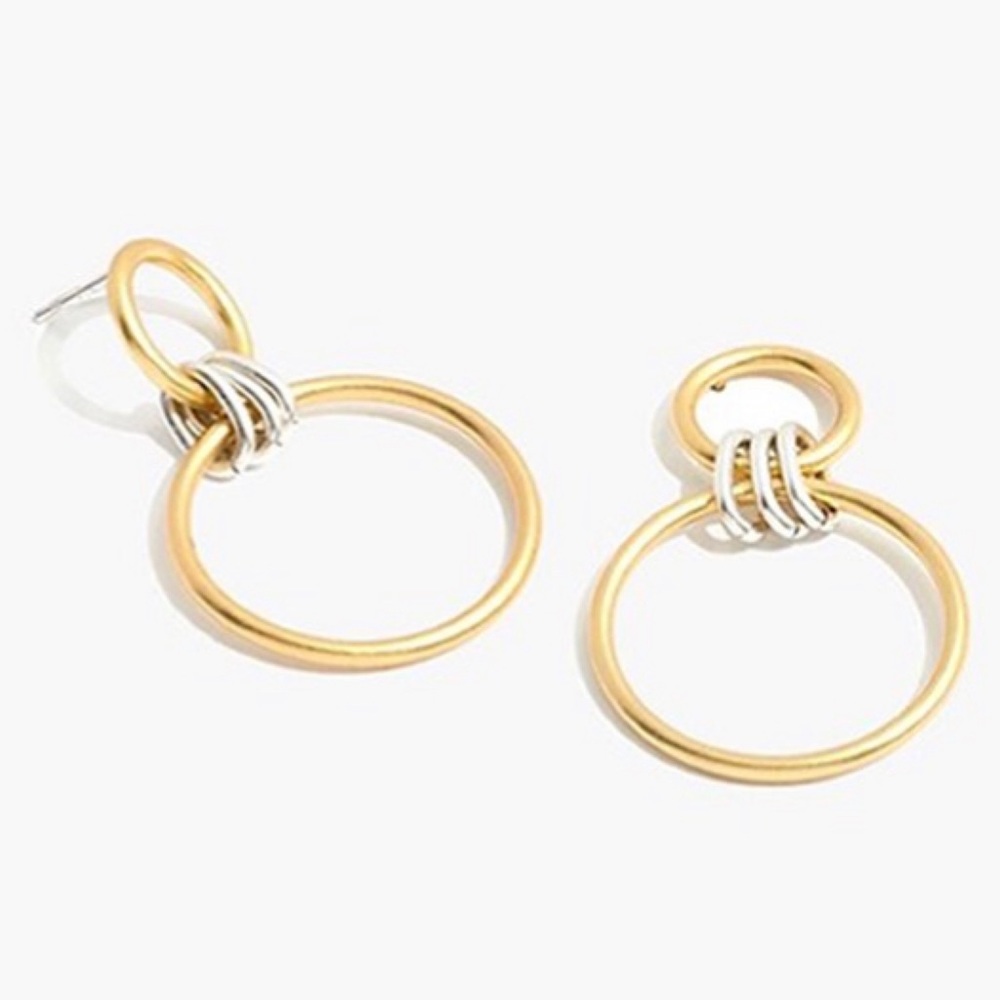 🆕 Madewell Encircle Hoop Earrings NWT New! Gold Silver Two Tone